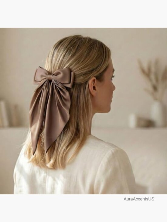 18 Satin Hair Bows Set Large Medium Small Metallic Clips for All Hair Types main image 4